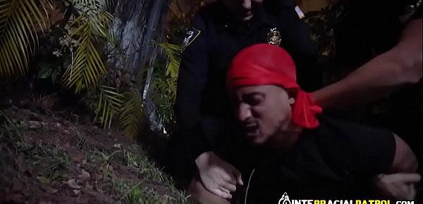  Gay Horny Cops have wild sex with Black suspect in an alley.